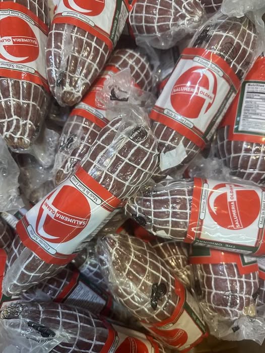 Netted filzette salame stacked in the case